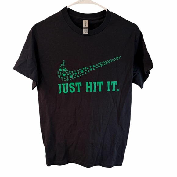 Gildan Tops - Nike Black Tee with Green Design